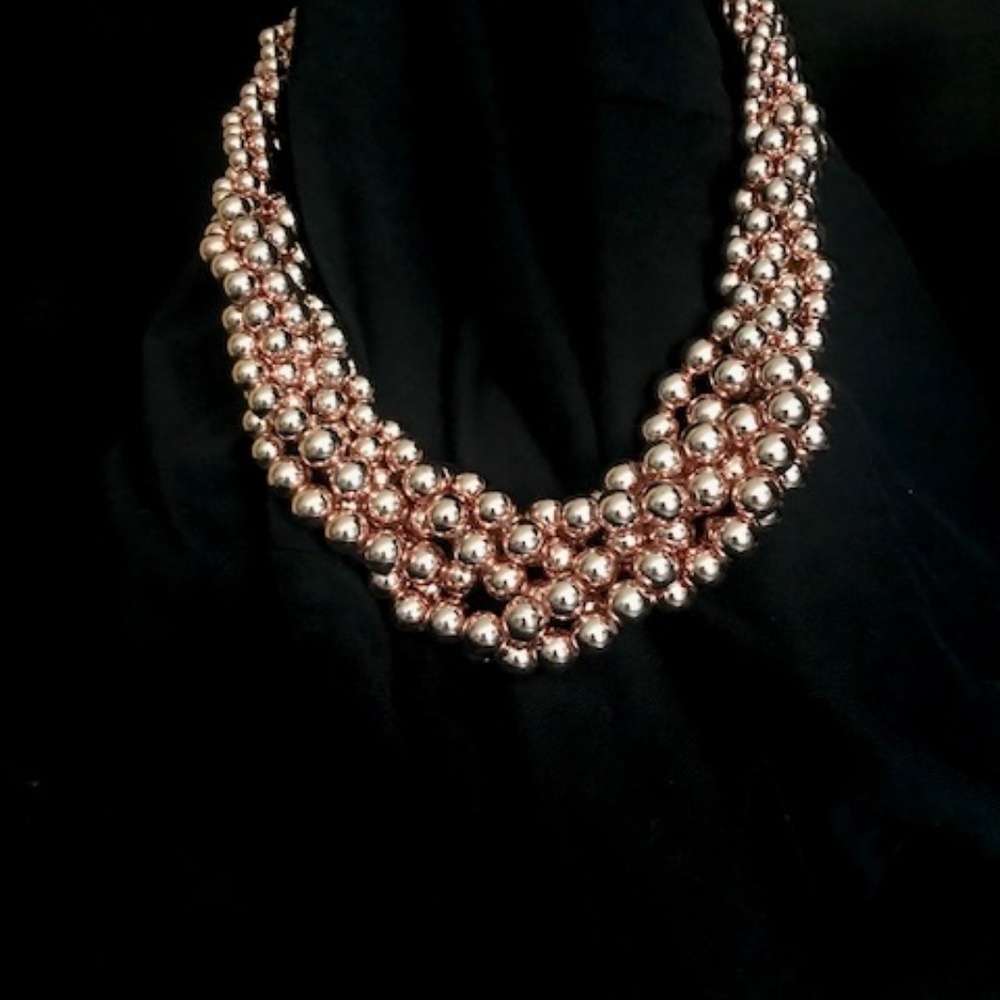 CopperColor STATEMENT NECKLACE !  Copper-Color 3 Strand Bead Necklace